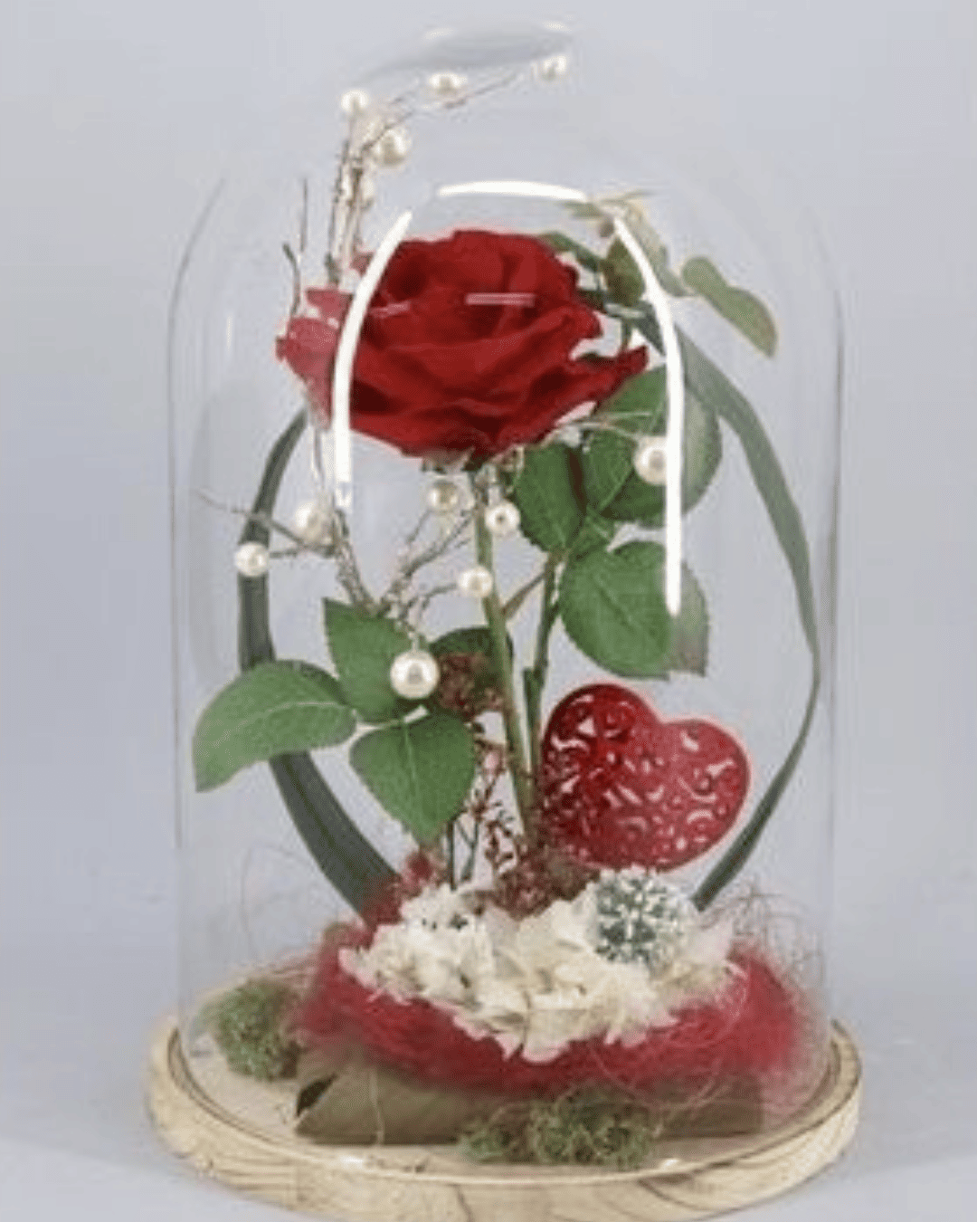 Cúpula de amor con rosa eterna (TAMAÑO GRANDE)